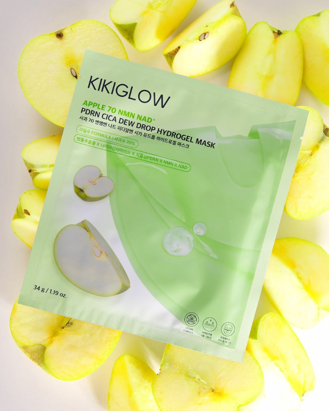 APPLE 70 NMN NAD PDRN CICA DEW DROP HYDROGEL MASK (4pcs) Detail Shot