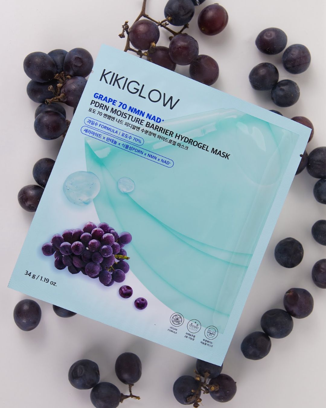 GRAPE 70 NMN NAD PDRN MOISTURE BARRIER HYDROGEL MASK (4pcs) Details shot