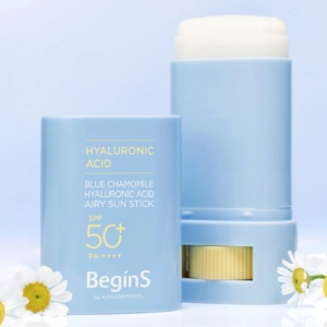 BeginS by JUNGSAEMMOOL Blue Chamomile Hyaluronic Acid Airy Sun Stick detail product tales qatar doha