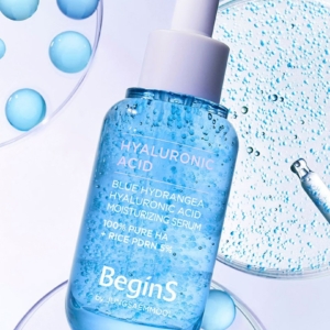 BeginS by JUNGSAEMMOOL Blue Hydrangea Hyaluronic Acid Moisturizing Serum close up details doha qataer tales beauty