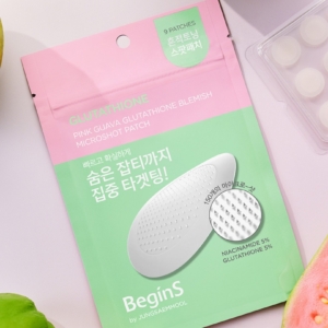 BeginS by JUNGSAEMMOOL Pink Guava Glutathione Blemish Microshot Patch Packaging Closeup Detail Shot Doha Qatar Tales Beauty
