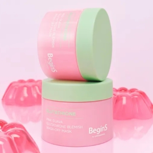 BeginS by JUNGSAEMMOOL Pink Guava Glutathione Blemish Wash-off Mask closeup detail shot tales beauty doha qatar