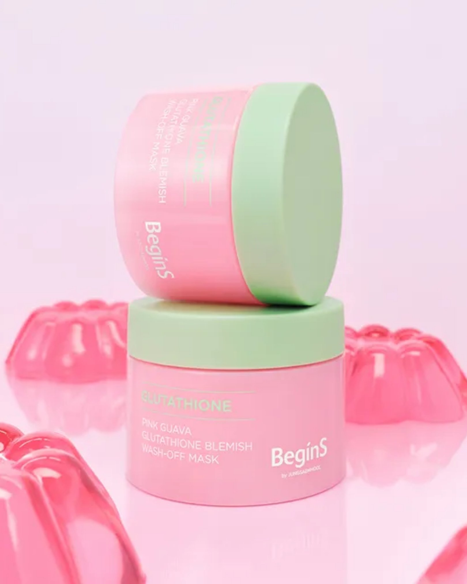 Pink Guava Glutathione Blemish Wash-off Mask Art BeginS by JUNGSAEMMOOL Pink Guava Glutathione Blemish Wash-off Mask closeup detail shot tales beauty doha qatar